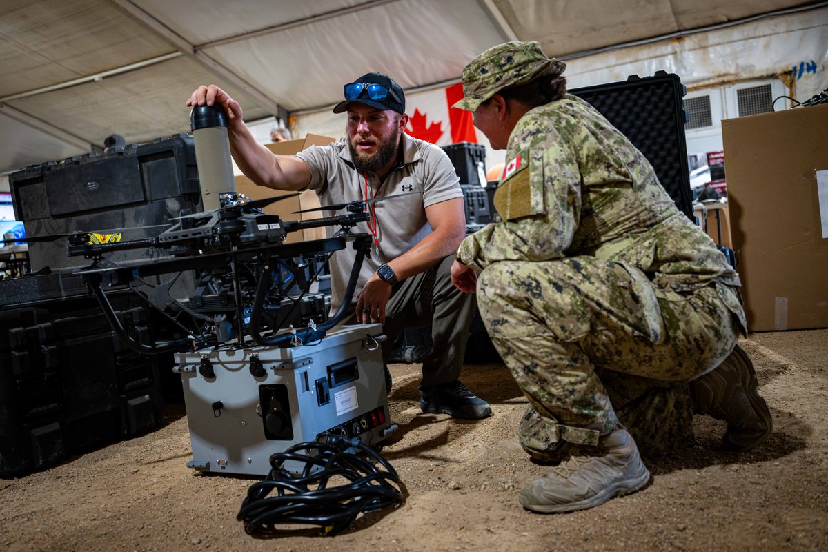 CanadianArmy's tweet photo. Tomorrow’s battlefield is being shaped today. Canadian soldiers and industry partners at Project Convergence–Capstone 6 tested drones, surveillance, C2 systems, and alternative energy solutions to advance capabilities for Canada and NATO. https://t.co/XBNlWMfXPZ