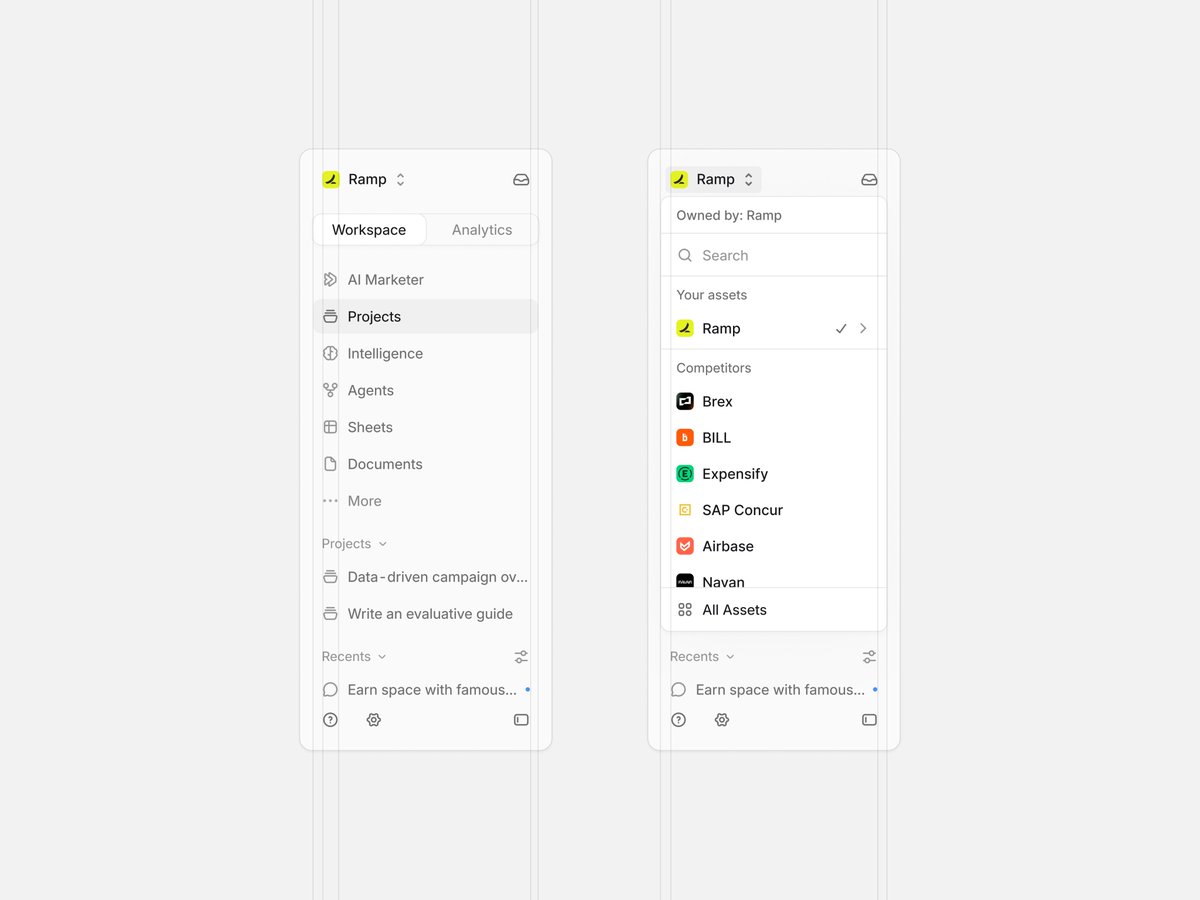 uidesign_studio's tweet photo. A narrow sidebar keeps navigation icon-led, then gives the asset picker its own quiet layer without crowding the project list.

by @keviduk
https://t.co/z5jMkKnK3W https://t.co/aJXU2hR2Lp