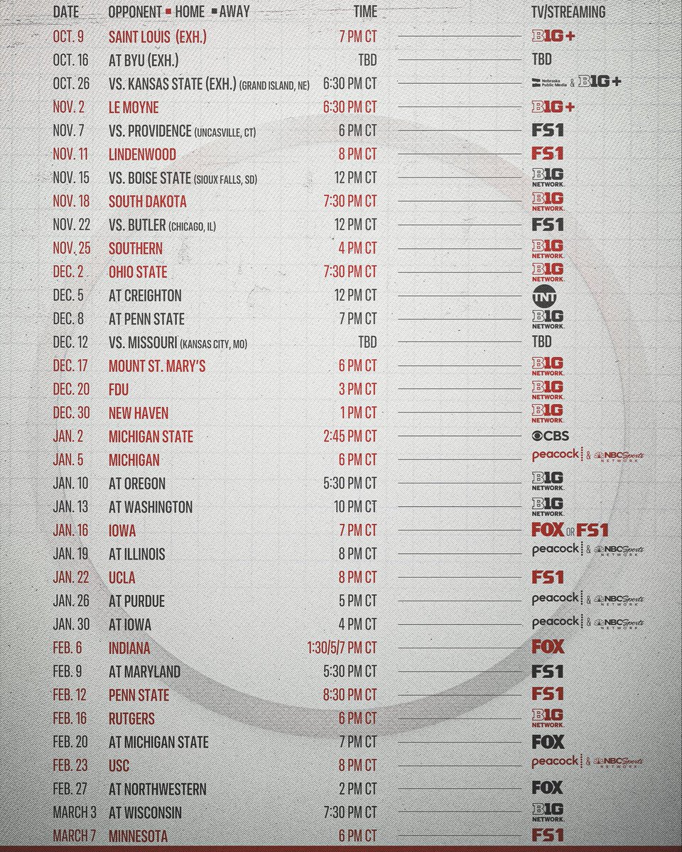 HuskerMBB's tweet photo. Catch us on the big screen. 📺

The 2026-27 TV schedule has dropped. https://t.co/jmZNaPRQiA