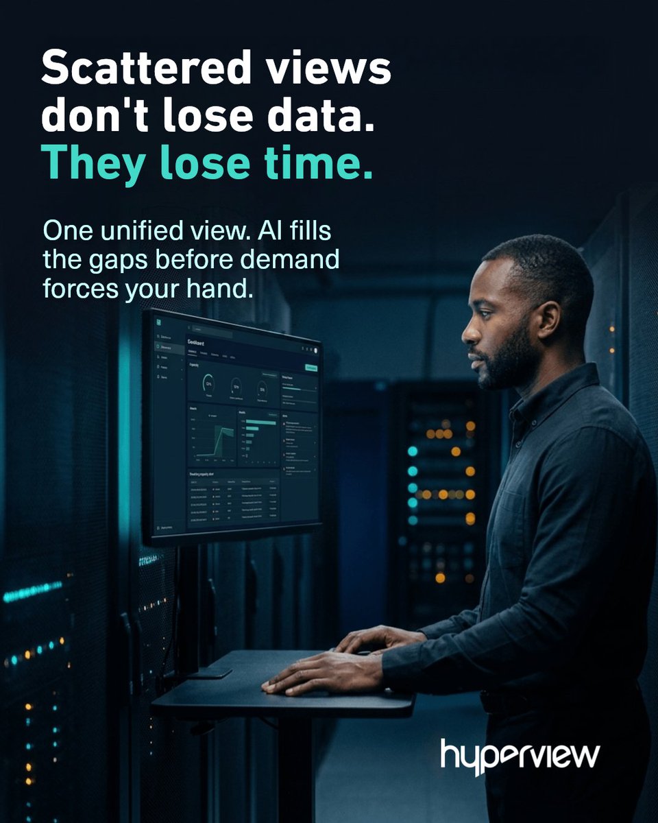 HyperviewHQ's tweet photo. Still chasing capacity across tabs?

When demand shifts, scattered DCIM turns every decision into guesswork. One unified, AI-powered view shows what’s available now, so your team can act before the pressure builds.

See Your Next-Level Insight Now https://t.co/1eRx5QPbEz https://t.co/soZ40hYNHw