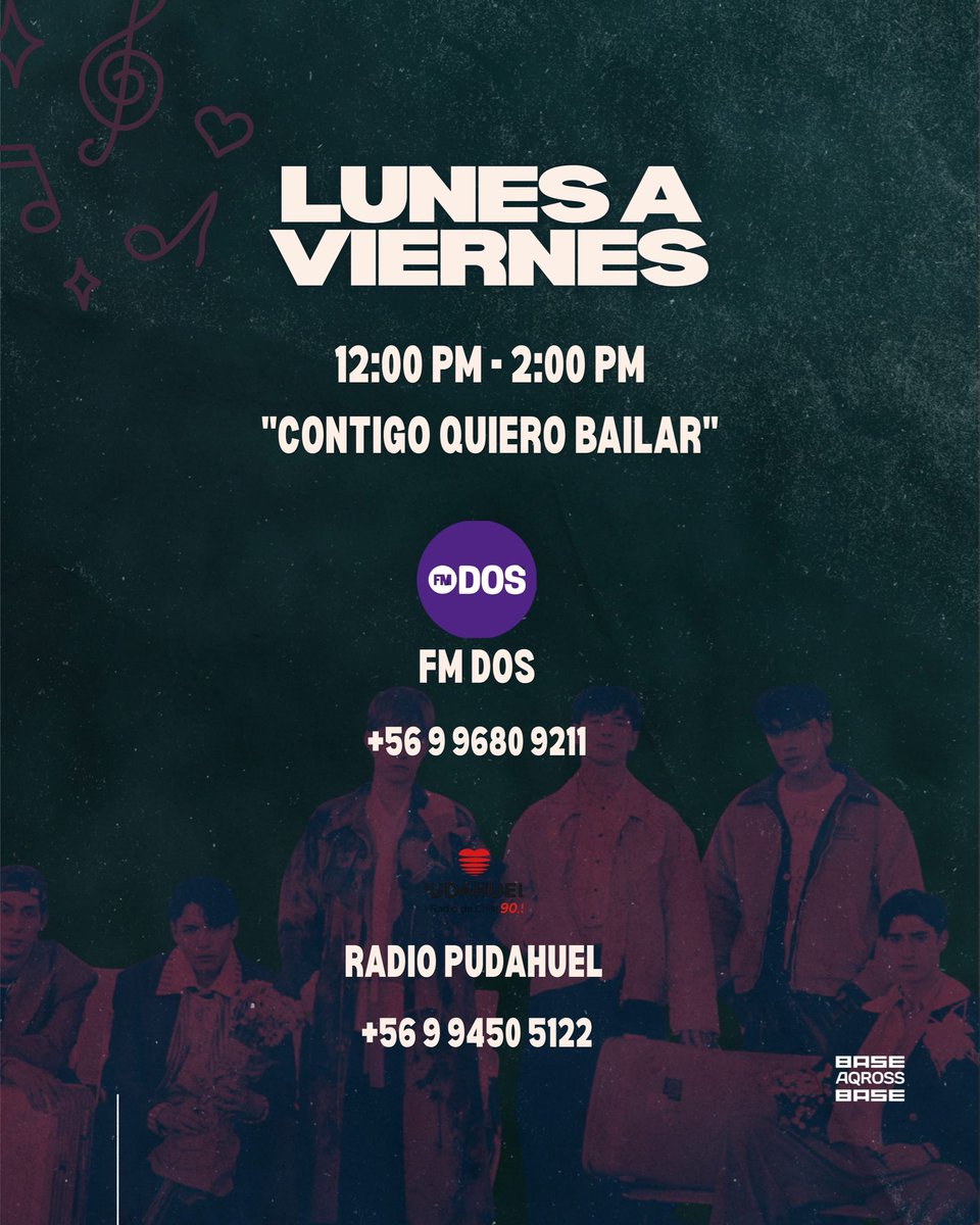 aqrossbase's tweet photo. 📻 ¡LLEGÓ EL MOMENTO DE ESCUCHAR SCL EN TODOS LADOS! 🥳

Como en cada lanzamiento, organizamos una lista y calendario para las peticiones masivas de algunas canciones foco del álbum ☝🏻 (Estas canciones fueron elegidas cuidadosamente según su alcance, popularidad y posibilidades de ser elegidas en las transmisiones según el tipo de programa)

En nuestro canal de difusión estaremos mandando recordatorios y el copy para cada grupo de radios. 

¡Contamos con todos los Qnis de Chile e Internacionales para que esto sea un éxito! 👀🌟 ¿Estás listx? 

🧵 [1/3]

#AQROSS #SCL #nuevamusica #boyband