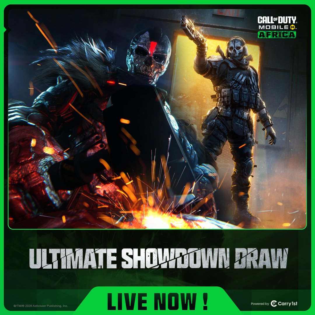 CODMAFRICA's tweet photo. ⚡The Ultimate Showdown rerun is here⚡
Don't miss out this time on this draw; top up on COD points with @carry1st and get it now!!🫡🔥

Top up here 👉 https://t.co/g51ORF0PBJ
#codm #codmafrica #callofdutymobile #ultimateshowdown #draw https://t.co/TkM9c1CHFb