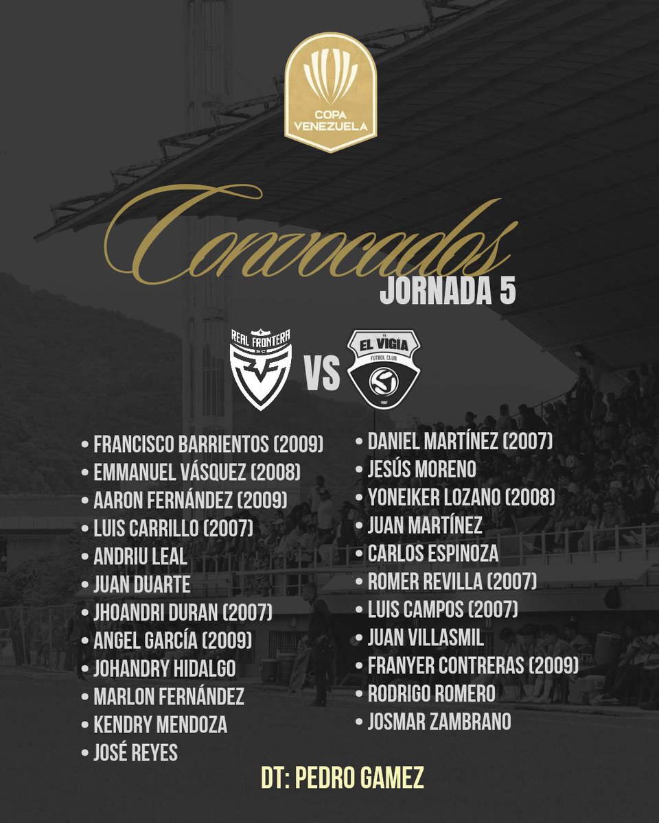realfronterasc's tweet photo. 🔵🔴La lista de convocados para enfrentar esta tarde a @AtleticoElVigia por la Jornada 5 de la Copa Venezuela 2026 🏆🇻🇪
#YoSoyReal #RealFrontera https://t.co/m1ajupKtXg