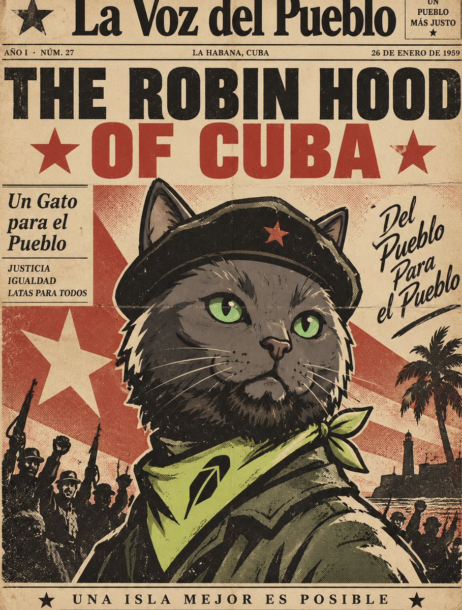FidelCatstro_RH's tweet photo. the robin hood of cuba. a gato for the people, apparently. https://t.co/qG5NaUDjrU