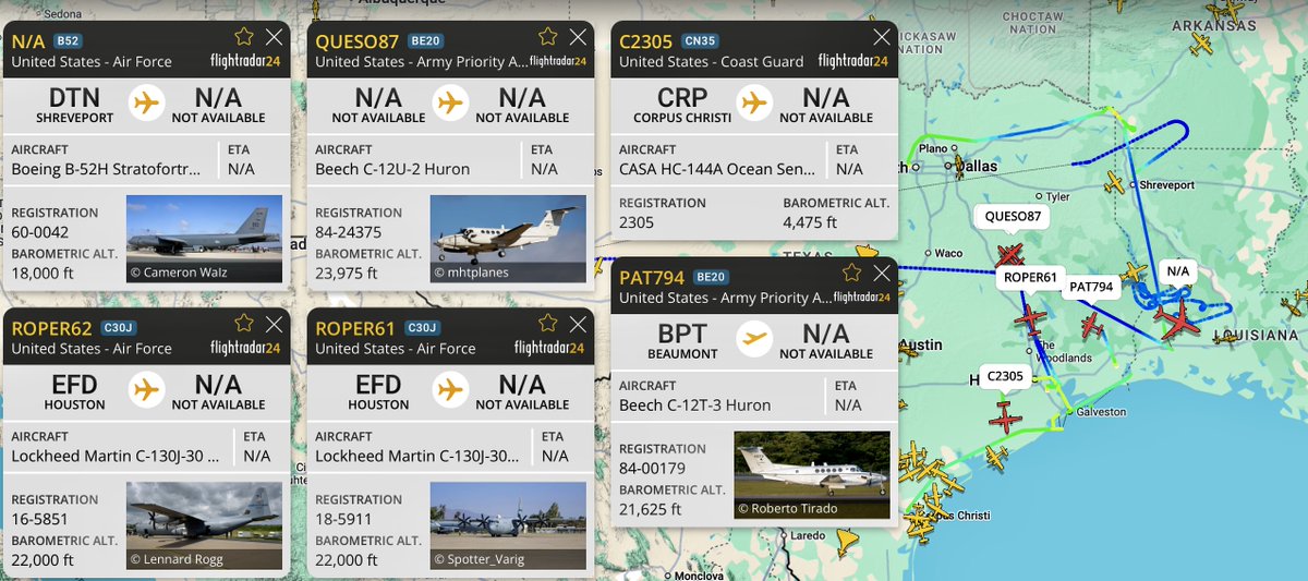 KellerWomack's tweet photo. 2:00 pm CST
Let's check in the hurricane construction project underway, shall we?

Louisiana's coastal NEXRADs are getting plenty of attention. They even brought in the Big Gun -- 
The Stratofortress -- to help juice them up.

Looking at the NEXRADs:
Lake Charles: still needs some work, but let me tell you a secret. Lake Charles has never been a shining star.
It gets help from

Fort Polk: Yep, not a great name [pretty good prez] but this NEXRAD packs a PUNCH. It will help Lake Charles when the time comes.