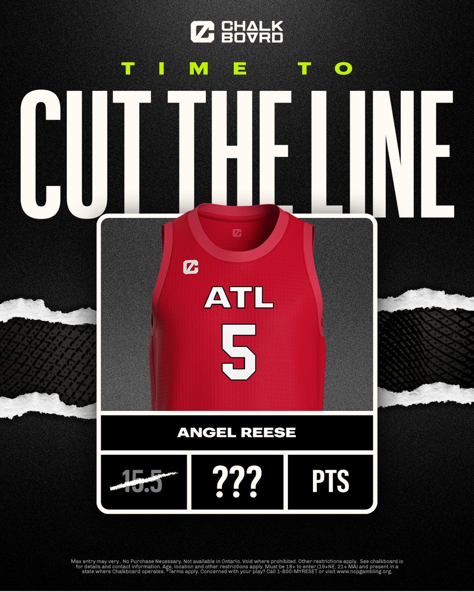 ChalkboardHQ's tweet photo. ✂️ CUT THE LINE ✂️ 

For every 50 Reposts, we will drop Angel Reese by 1 point tomorrow.   

Ends at midnight PT ⌛️ https://t.co/sKJrerIsn9