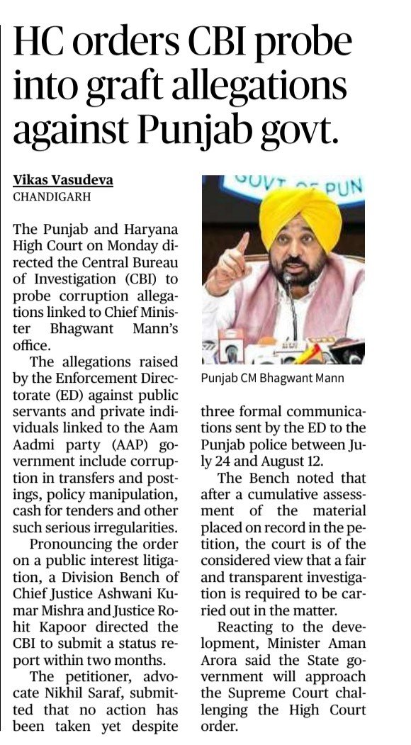 wHoAm_I06's tweet photo. @JarnailSinghAAP @BhagwantMann @AAPDelhi @AAPPunjab Source: The Hindu..
No fake narratives man..
It's judicial instructions not executive. https://t.co/UkWlzdta1I