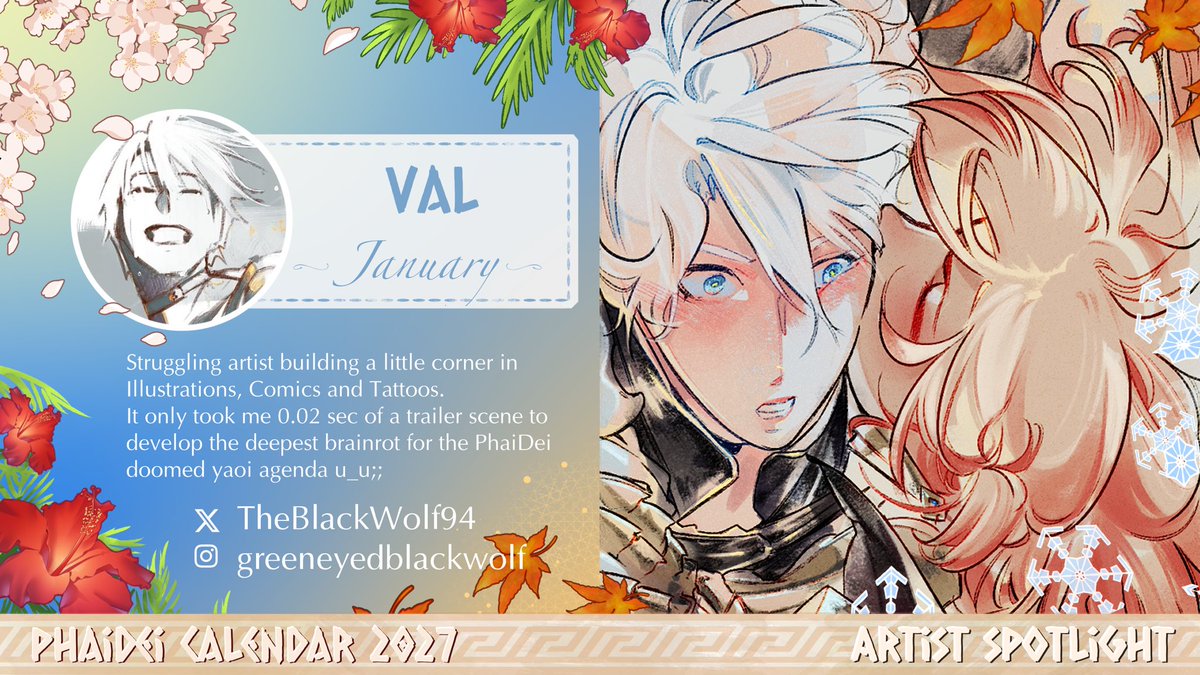 PhaideiCal2027's tweet photo. With a new year beginning and snow still all around us, we are starting the journey through the first month!

January will be the month of @TheBlackWolf94 

Bring us the cheer of a new year, new days and new beginnings!

#PhaiDei #Phainon #Mydei #PMC27 https://t.co/fOME3Atlbr