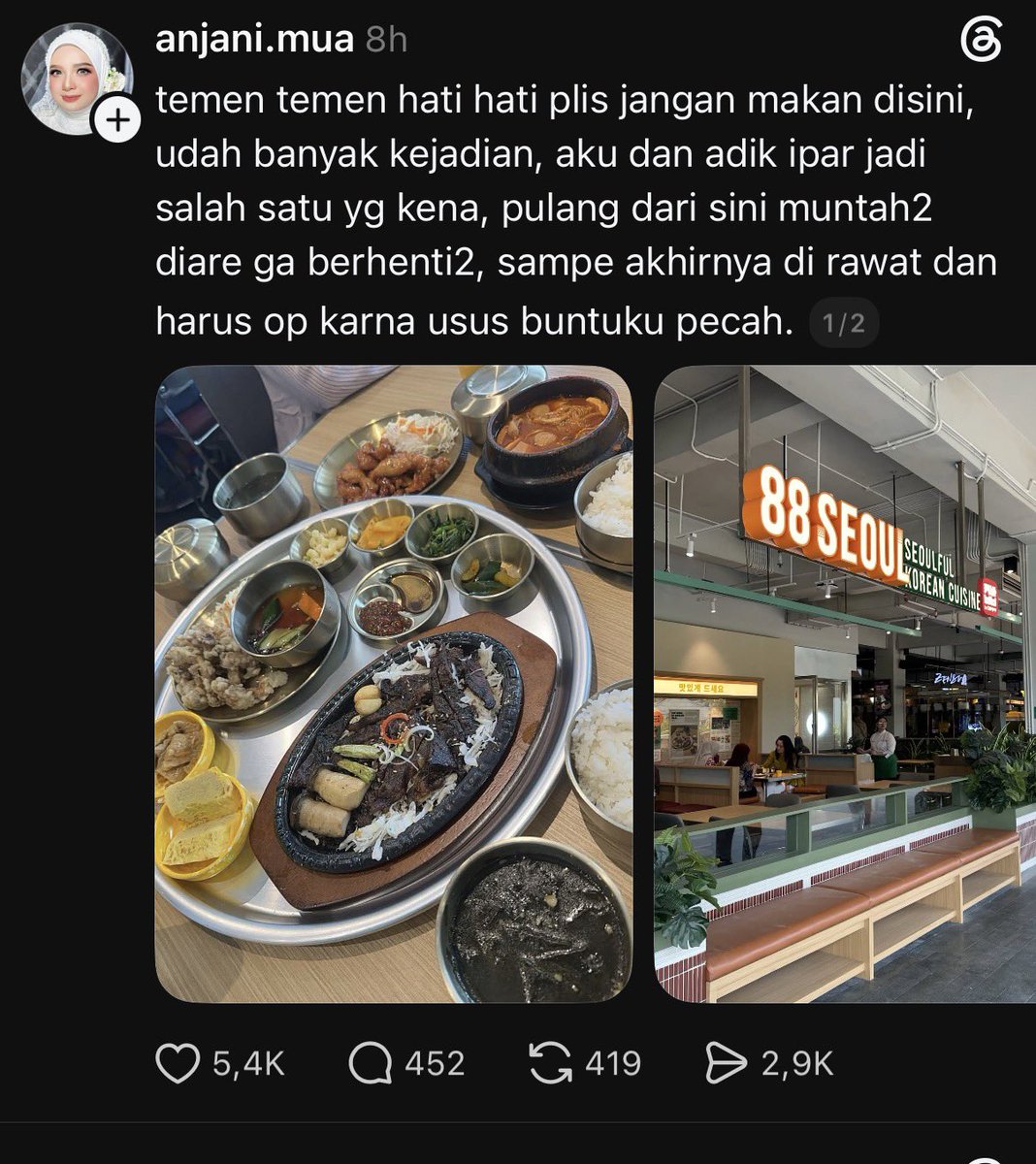 supelpowel's tweet photo. Lagi rame kasus keracunan makanan dari salah satu resto korea

Korban diduga mencapai sekitar 284 orang.

Banyak pengunjung ngeluh muntah dan diare, bahkan ad yg dioperasi usus buntu gara gara makan disana

Pihak manajemen resto pun sudah klarifikasi melalui akun ig resmi mrka https://t.co/DVEOmArgzx