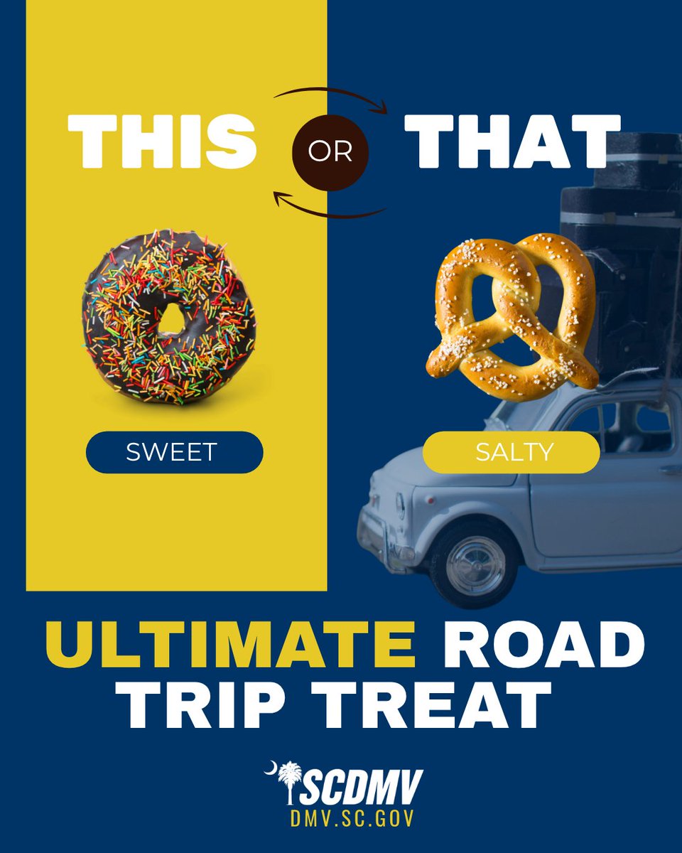 SC_DMV's tweet photo. Settle this SCDMV debate on National Dessert Day. What's the ultimate road trip treat?
#SCDMV #NationalDessertDay #Sweet #Salty #Snacks #Dessert https://t.co/4EBXngzU8D