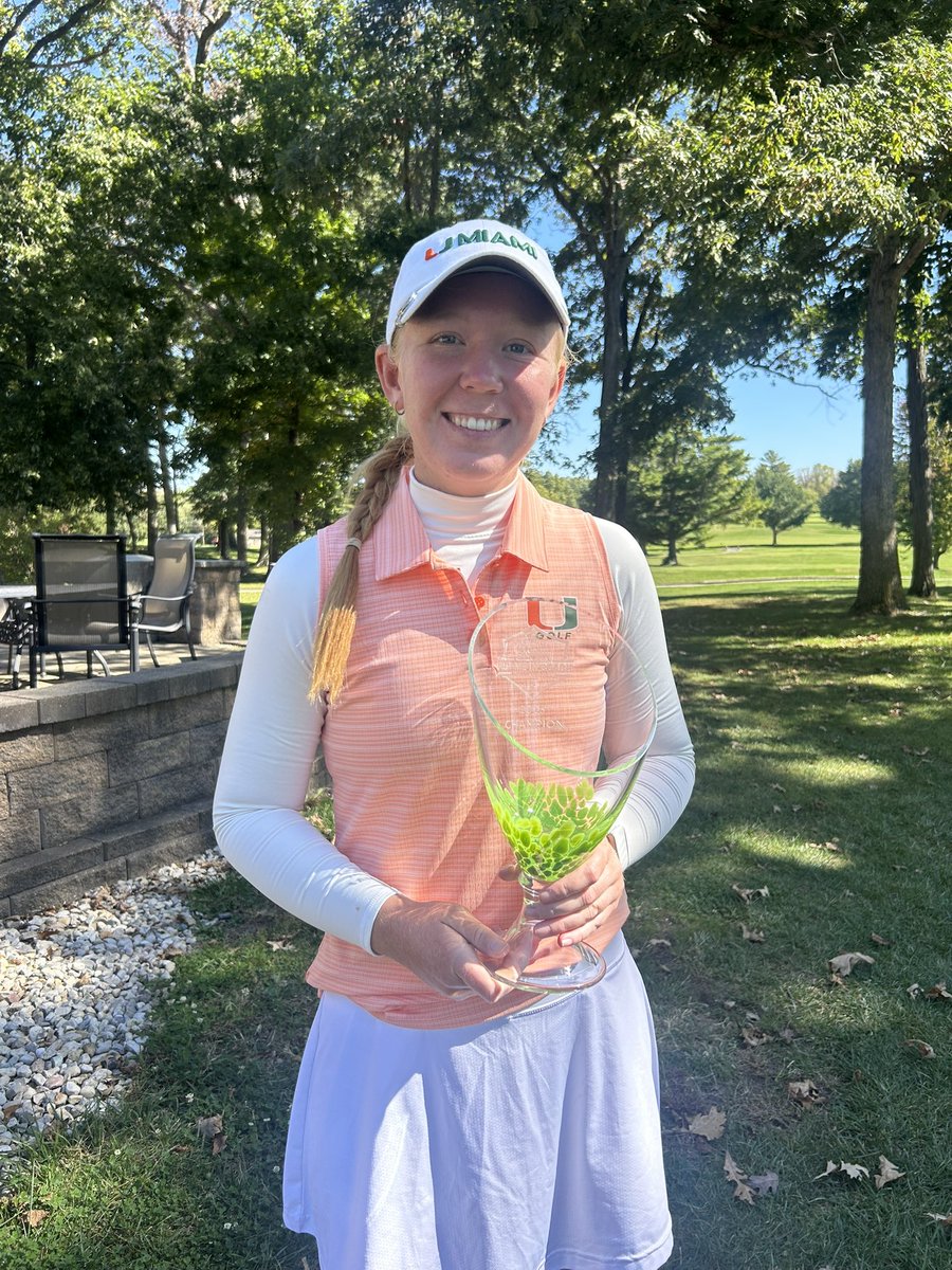 GolfweekRingler's tweet photo. Rebekah Gardner @hurricanesgolf chips in on the final hole to win the Put Me In Coach Invitational by 6 shots. Gardner posted rounds of 73-69-71 for a 3-under total. https://t.co/yF32TRCQaT