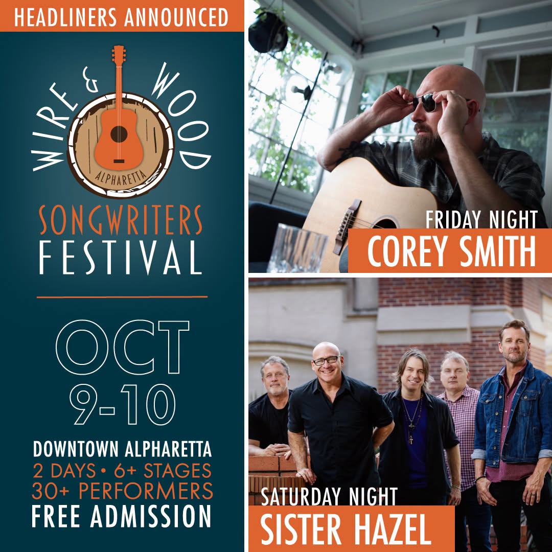 alpharettagov's tweet photo. Wire &amp; Wood is almost here! Two days of live music, food, art and makers take over downtown Alpharetta October 9–10. 🎶 

See the full schedule, parking info and more at https://t.co/Vpqp9kEo2a ⬅️

#Alpharetta #Georgia #LiveMusic #SongwritersFestival @wireandwoodfest https://t.co/GmyoBCpslh