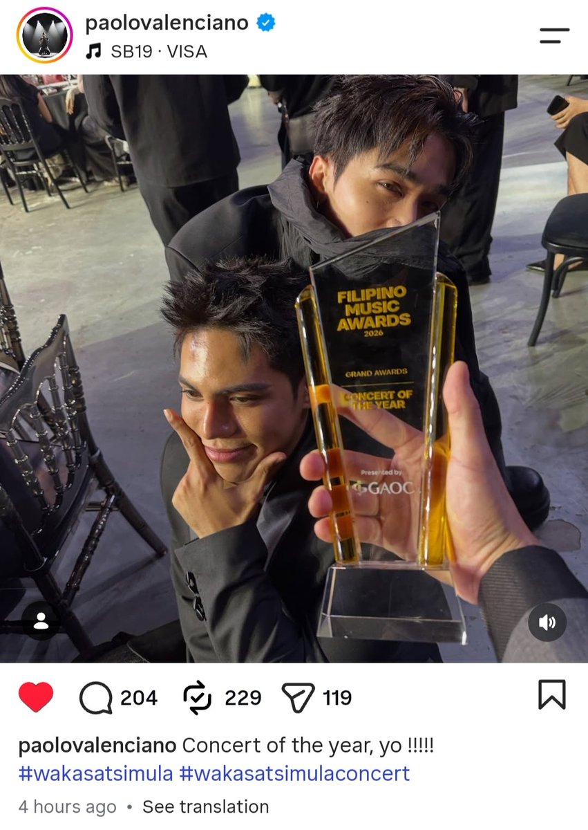 SoundBreakPH's tweet photo. Back-to-Back Concert Of The Year!

2025 - 2026 🏆👏🏻

Iba ang isang @paolovalenciano 💪🏻

Maraming salamat direk Pao! 😍. Ang ganda ng collaboration ng Mahalima at ni direk, na mamaximized ang output! Brain, talent, determination, skills, experience, organize, lalong lalo na ang pagmamahal sa crafts! atbp.. 😇 meant to be talaga 😍 nakakaproud.

SB19 MAY BISA SA FMA
@SB19Official #SB19
#SB19RocksTheFMA