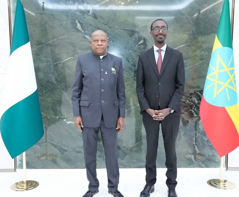 MFAEthiopia's tweet photo. The Vice President of the Federal Republic of Nigeria, Kashim Shettima, arrived in Addis Ababa this evening for a three-day working visit to Ethiopia.

Upon arrival at Addis Ababa Bole International Airport, Vice President Shettima was warmly received by Minister of Foreign Affairs Gedion Timothewos.

During his stay, Vice President Shettima and his delegation are expected to hold discussions with senior Ethiopian government officials and visit key institutions as part of an experience-sharing program.

The visit provides an opportunity for Ethiopia and Nigeria to exchange experiences and further strengthen bilateral cooperation.