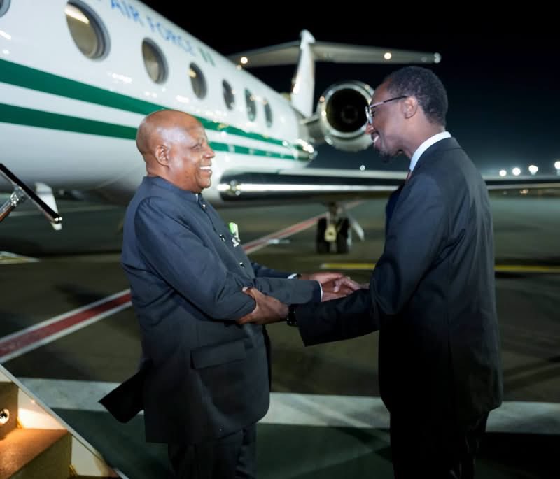 MFAEthiopia's tweet photo. The Vice President of the Federal Republic of Nigeria, Kashim Shettima, arrived in Addis Ababa this evening for a three-day working visit to Ethiopia.

Upon arrival at Addis Ababa Bole International Airport, Vice President Shettima was warmly received by Minister of Foreign Affairs Gedion Timothewos.

During his stay, Vice President Shettima and his delegation are expected to hold discussions with senior Ethiopian government officials and visit key institutions as part of an experience-sharing program.

The visit provides an opportunity for Ethiopia and Nigeria to exchange experiences and further strengthen bilateral cooperation.