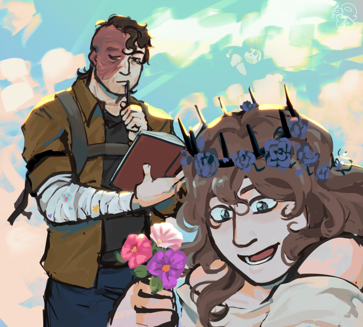 orxinus's tweet photo. day 6: journal!📓 

my hc is now that Jonathan no longer journal about the cure, he writes about the flowers Spidey give him and their adventures #schpoodtober #schpood https://t.co/REa0U6cFKy