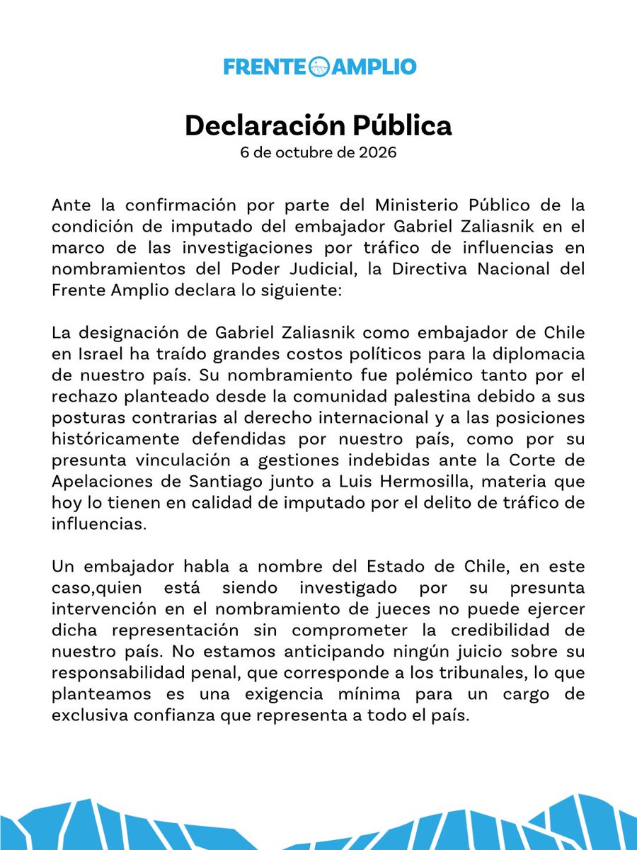 elfrente_amplio's tweet photo. Declaración pública exigiendo la renuncia del embajador Zaliasnik. https://t.co/wPf89LYpyw