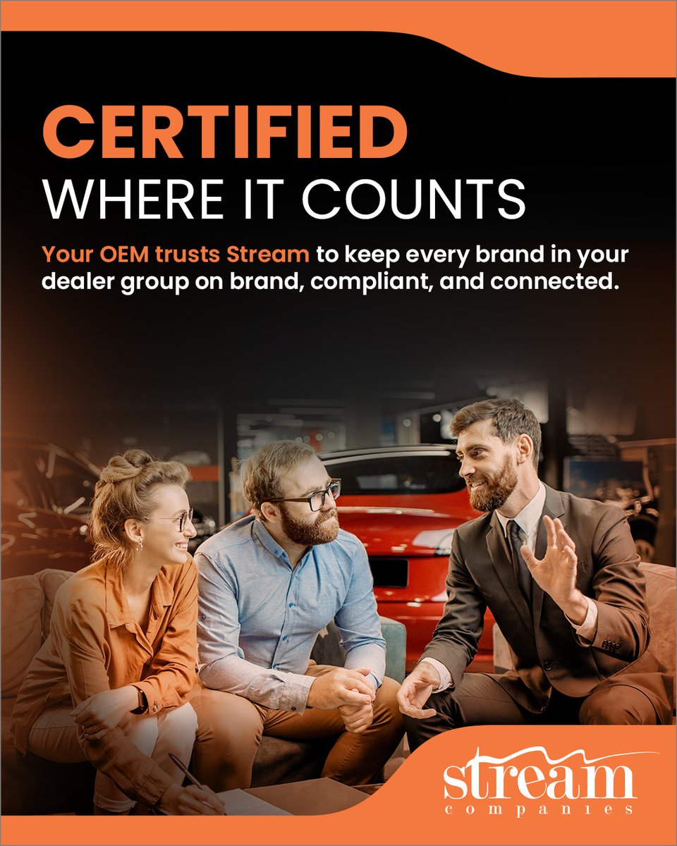 StreamCompanies's tweet photo. Stream’s OEM partnerships are built on trust, expertise, and a deep understanding of brand requirements. 

With partnerships across 25+ OEMs, we help dealer groups keep every asset, offer, and campaign compliant, connected, and aligned with each brand’s standards. https://t.co/nbv8URStDK