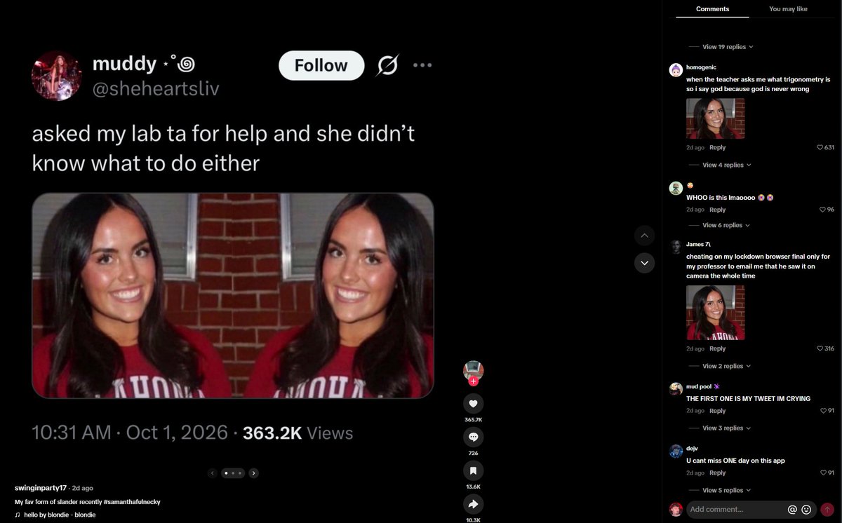 MostGentleDev's tweet photo. Literally everyone is posting this girl

Millions of views on X and Tiktok with people commenting her face

Gen Z giga react meme
https://t.co/FUCIYWEhPU
https://t.co/tw3DFFglIr https://t.co/1PARgy1vfT
