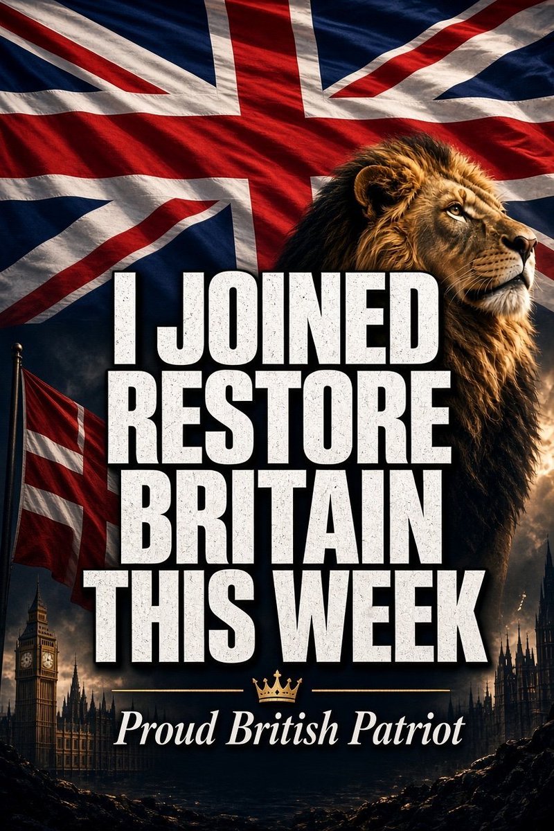 TheNewNorthFace's tweet photo. So happy I am a MEMBER of RESTORE BRITAIN.

I have joined RESTORE BRITAIN this week.

Finally found my political home.

I am a member of RESTORE BRITAIN.

Patriots make sure to follow 👇 https://t.co/EYNNU7LqzH