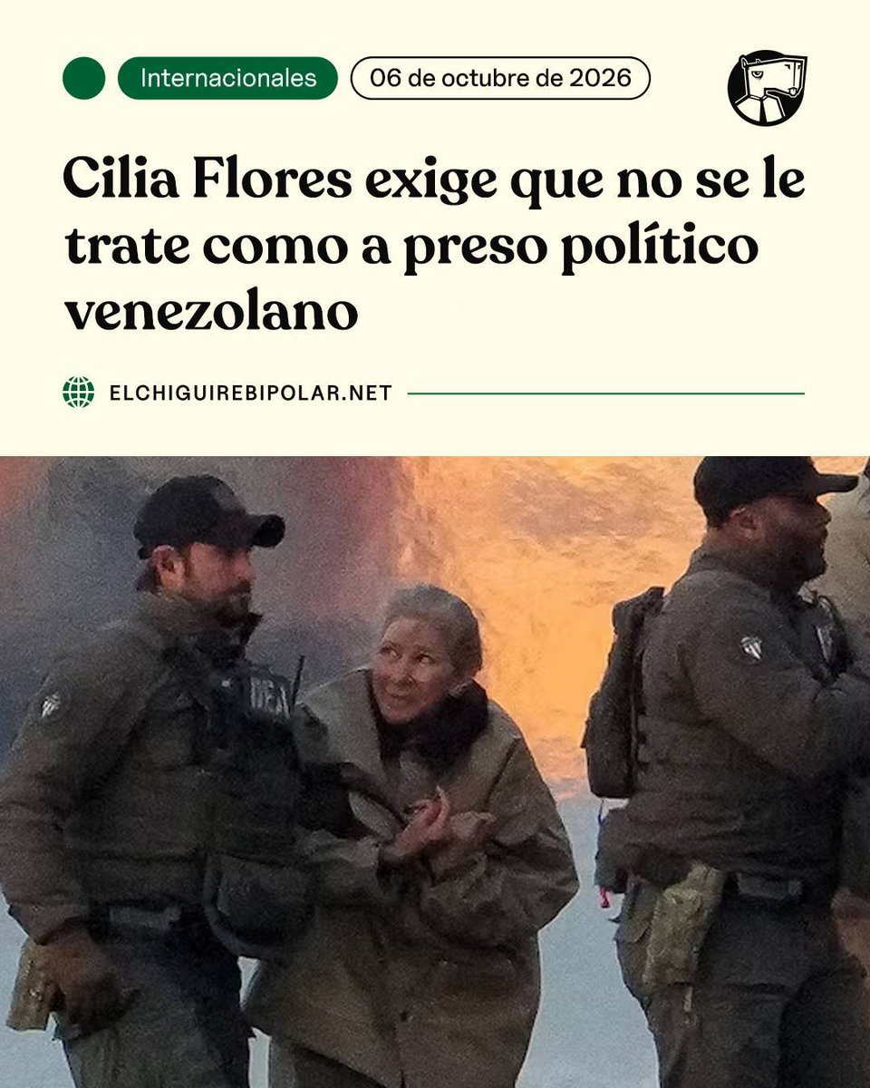 ChiguireBipolar's tweet photo. Cilia Flores exige que no se le trate como a preso político venezolano https://t.co/ItdABfeKKd https://t.co/5XixqOGgbC