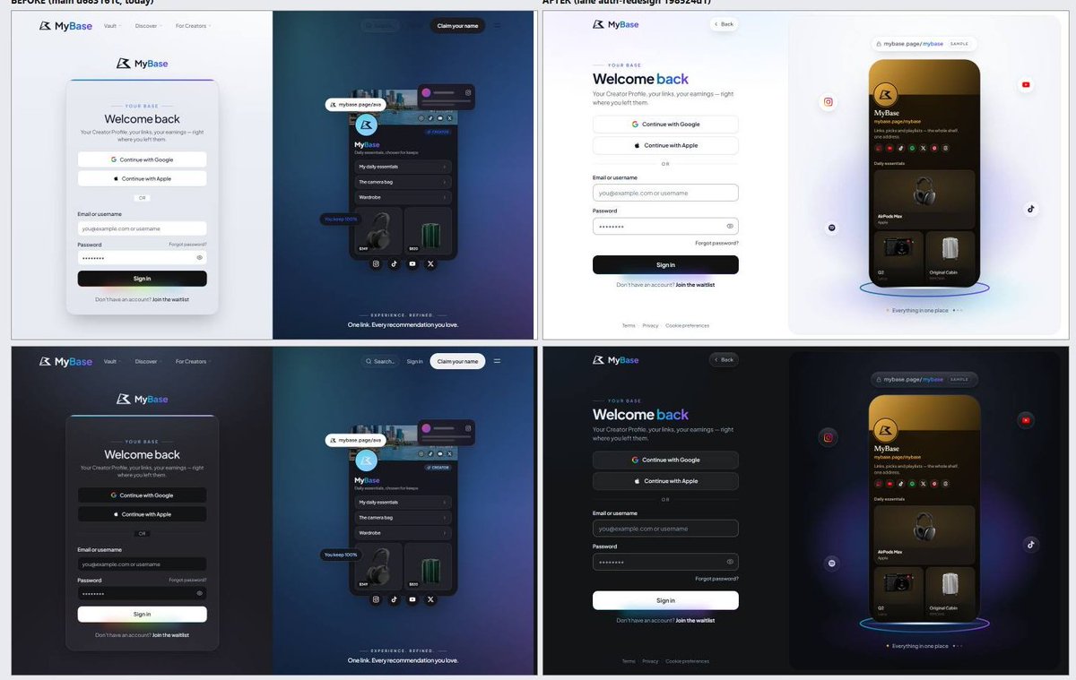 RobinWBH's tweet photo. New Login and Signup screens for MyBase, Tell me what you think about the new ones! https://t.co/AtLjezBnD7