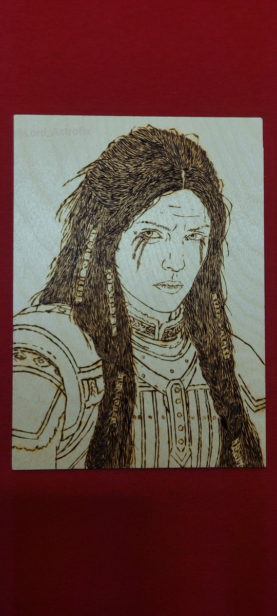 Lord_Astrofix's tweet photo. @brunovelazquez @ViewConference Hi. I create wood-burned art featuring video game characters. This is a portrait of Freya based on a screenshot I took in the game; I hope you enjoy my work. I’m looking forward to *God of War: Laofey*
@brunovelazquez 
@SonySantaMonica https://t.co/XTTpzqJnKR