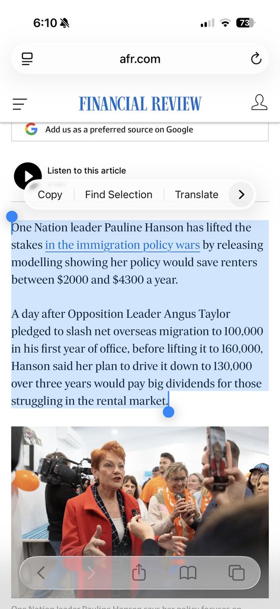Potstirrer111's tweet photo. This is actually a proper power move by One Natiom. 

Labor made a big song and dance about tax cuts of like $400 a year in a budget and Hanson offering 10x that in reduced rents. 

This will be hard to combat and very popular in a rental crisis https://t.co/U6YK14lwIj