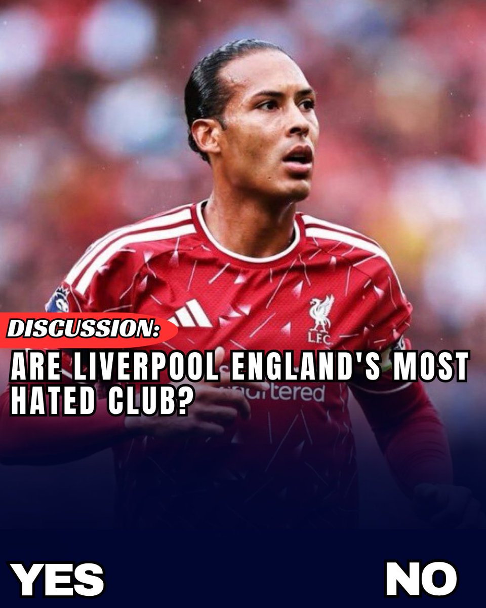 Adeade297789's tweet photo. Liverpool have one of the largest and most passionate fanbases in English football, but their immense popularity has also made them one of the most divisive clubs in the country. With decades of fierce rivalries, controversial moments and intense title battles, there is a growing argument that Liverpool could be England’s most hated football club.

Those who support the claim point to the number of rival fanbases that have developed a strong dislike for Liverpool. Their historic rivalries with Manchester United and Everton remain among English football’s fiercest, while clashes with Manchester City, Chelsea and Arsenal have added another layer of hostility. Liverpool’s enormous global following, consistent challenges for major trophies and the perception among some rivals that their supporters can be overly demanding or quick to blame referees have only strengthened the criticism.

Liverpool supporters, however, argue that being disliked by rival fans is simply part of being one of England’s biggest and most successful clubs. Manchester United have attracted enormous levels of hostility throughout their history, particularly during their years of dominance, while Manchester City have faced widespread criticism over their ownership and financial controversies. Liverpool’s history, traditions and passionate support, meanwhile, are exactly what make the club one of the most respected institutions in English football.

So, when all the rivalries, success, controversies and fanbases are taken into account, DO LIVERPOOL HAVE THE MOST HATED FOOTBALL CLUB IN ENGLAND?