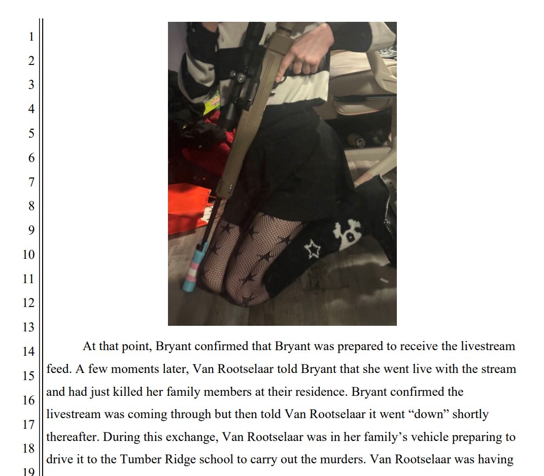 JeremyHarrisTV's tweet photo. Going through the complaint now - essentially the feds allege Bryant and Van Rootselaar had extensive contact for years leading up to the shooting. FBI says Bryant identifies as trans. Van Rootselaar also identified as trans, and these new photos show trans stickers on the guns. https://t.co/AUsLe1dlgJ
