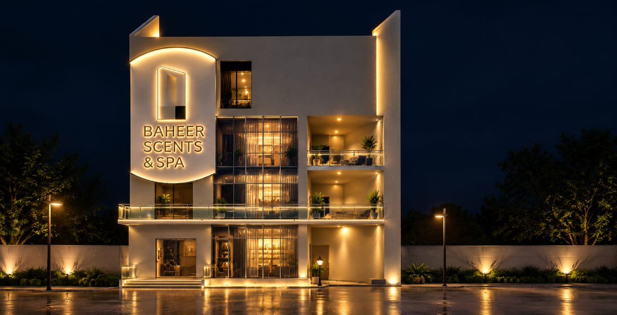BasitMustopha's tweet photo. BAHEER SCENTS & SPA ✨

As a fragrance entrepreneur, I wanted to take Baheer Scents beyond simply selling perfumes, so I envisioned a dedicated building that brings the brand to life.

The three-storey concept combines fragrance retail spaces, a spray/testing section, a spa, Chairman and Vice Chairman offices, a CEO’s office and a Boardroom—bringing fragrance, beauty, wellness and business together in one destination.

The architectural form was inspired by the rounded profile, layered composition and soft neutral tones of a contemporary skincare product, which were abstracted into the building’s façade and overall identity.

More than a perfume store. More than a spa. It is Baheer.

Designed by Baheer Creative Space
Crafting spaces that speak
