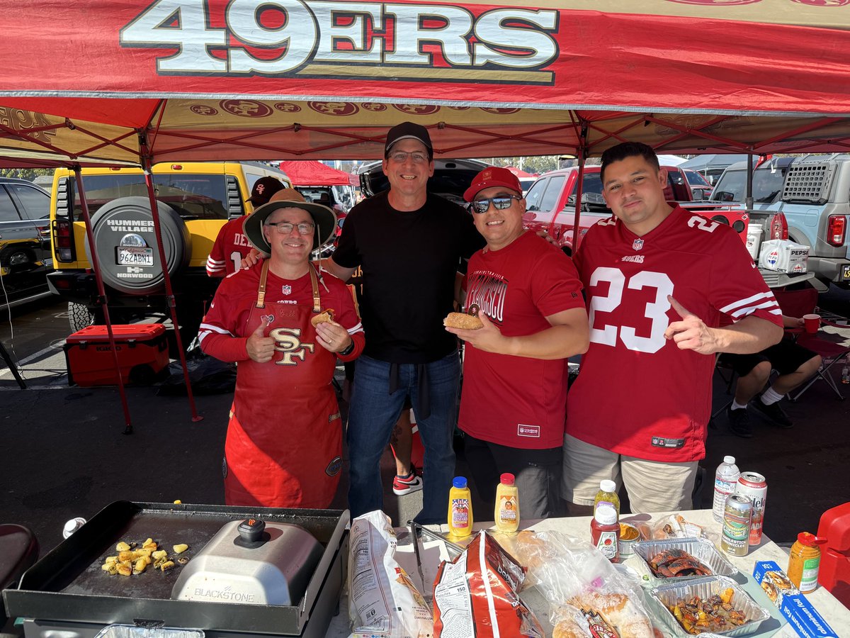 87ed's tweet photo. A LOT more McCaffrey 49ers jerseys than when I played here. 😂

Although we did find a few McCaffrey Broncos jerseys at the tailgate too.

The game before the game never disappoints.

Maybe we run this one back in February at SoFi? 👀🏈🏆 #Fttb #BroncosCountry https://t.co/2Q2vjnwcdH
