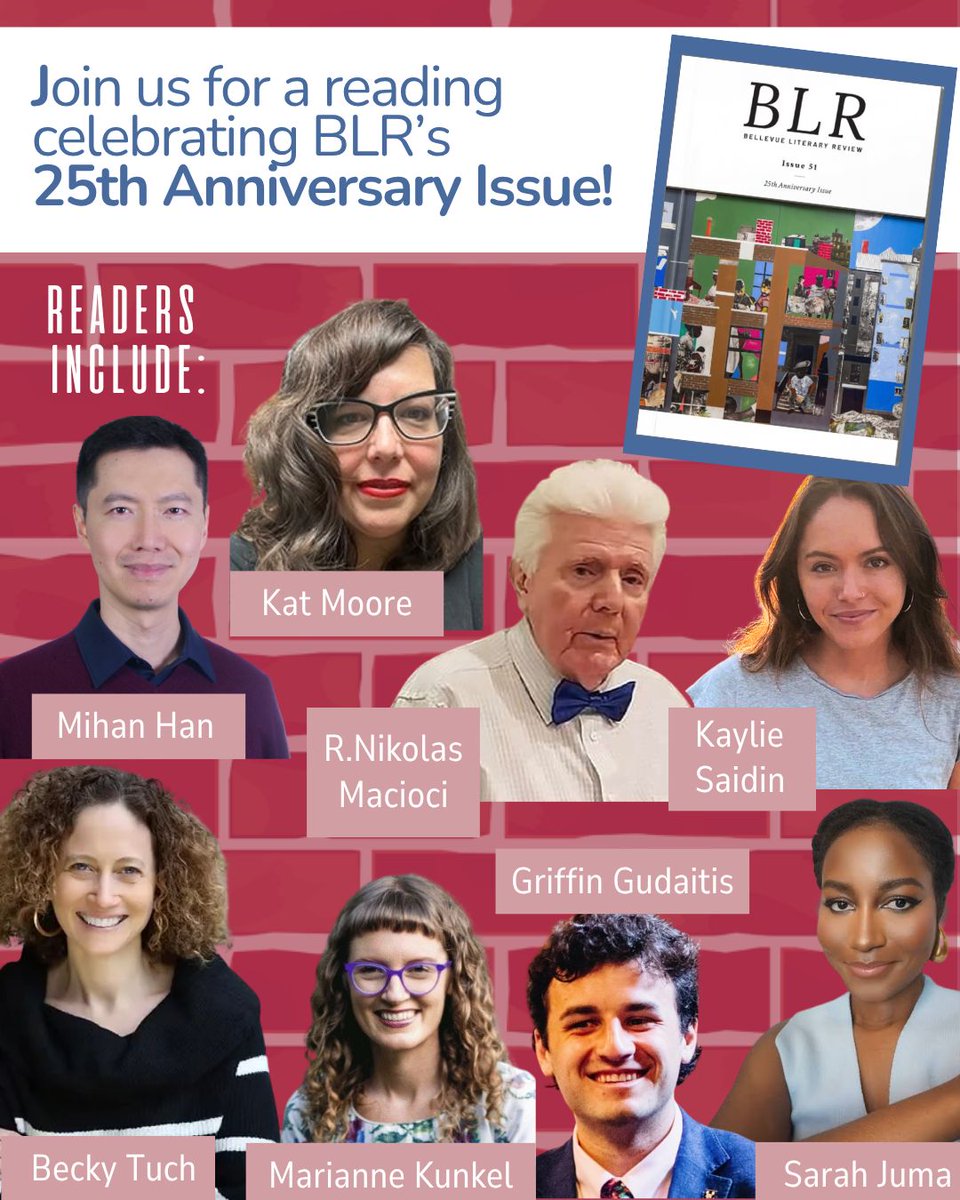BLReview's tweet photo. BLR's 25th Anniversary Issue is here! 🎉 And to celebrate it, we're welcoming authors from the issue for a live reading. 📖

Join us online on Thurs, 10/22, for an evening of new poems, stories, &amp; essays, plus the joy of community &amp; connection.

https://t.co/MUOHclHzsO https://t.co/ljxM0rwbNN
