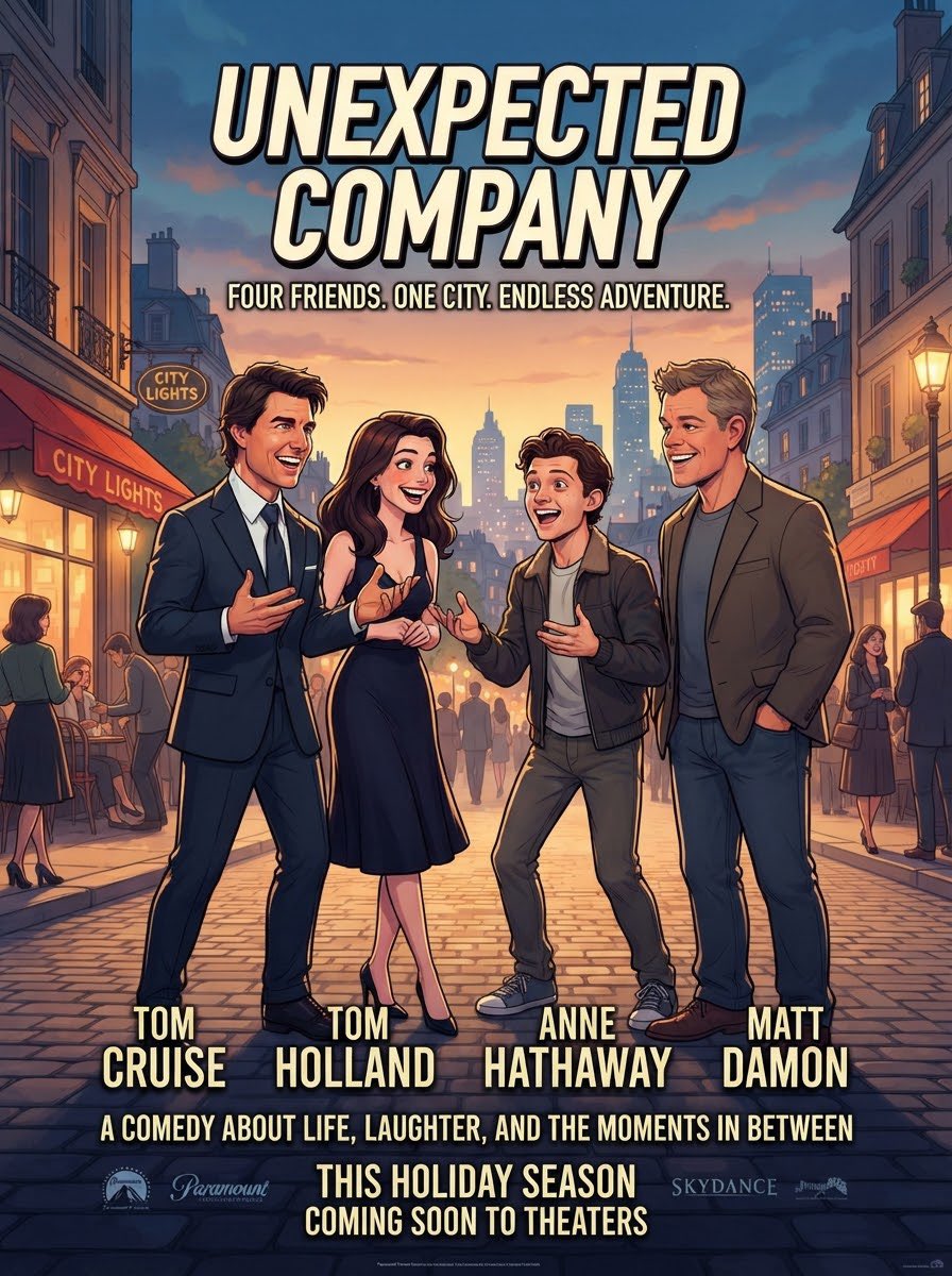 movierulez150's tweet photo. #Ai #AiArt #Concept #Poster #Unexpected #Company #TomHolland #MattDamon #AnneHathaway #TomCruise #Friends #City #Adventure https://t.co/xt9iyiCW3i