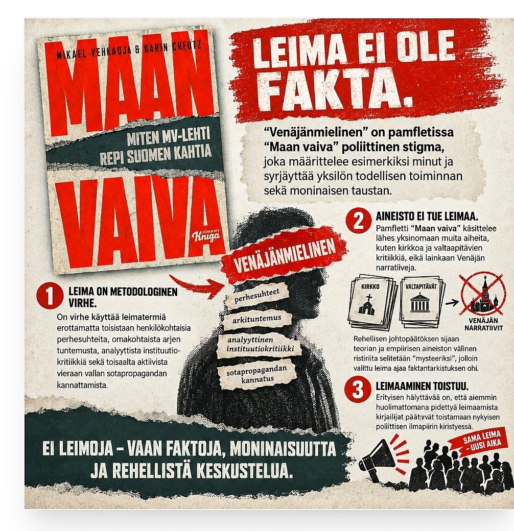 Juhateko's tweet photo. Pamfletti "Maan vaiva" edustaa hyvin laiskaa ajattelua. Se toimii lähinnä stigmojen ja uskottelujen tasolla. Toivoisin, että kirjoittajat tekisivät työnsä paremmin. https://t.co/FKHXFIlaC3