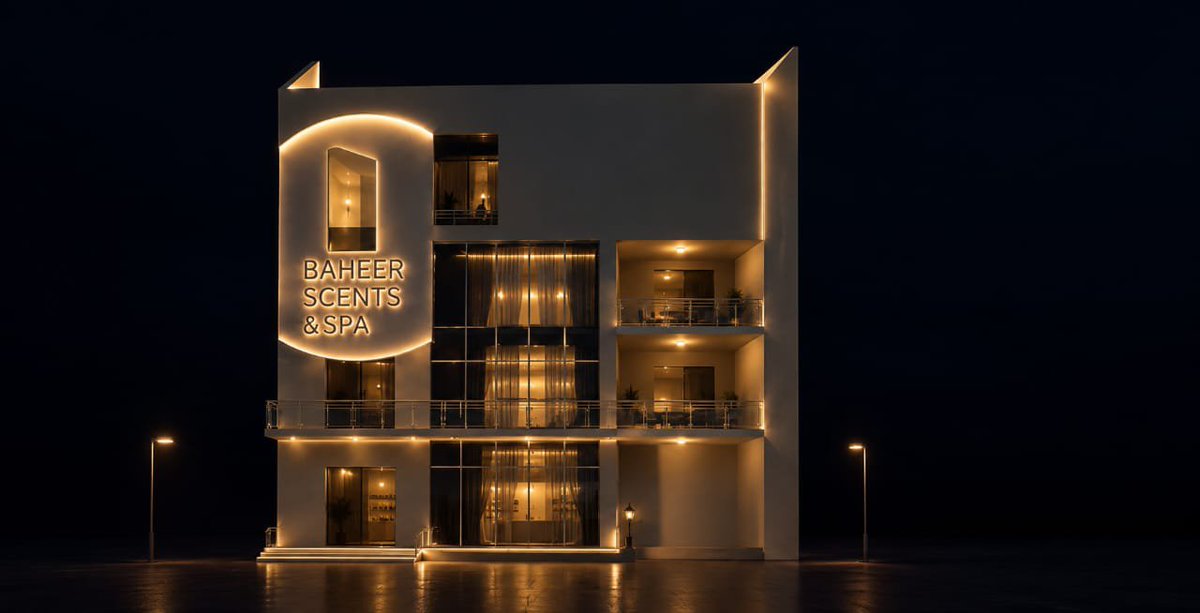 BasitMustopha's tweet photo. BAHEER SCENTS & SPA ✨

As a fragrance entrepreneur, I wanted to take Baheer Scents beyond simply selling perfumes, so I envisioned a dedicated building that brings the brand to life.

The three-storey concept combines fragrance retail spaces, a spray/testing section, a spa, Chairman and Vice Chairman offices, a CEO’s office and a Boardroom—bringing fragrance, beauty, wellness and business together in one destination.

The architectural form was inspired by the rounded profile, layered composition and soft neutral tones of a contemporary skincare product, which were abstracted into the building’s façade and overall identity.

More than a perfume store. More than a spa. It is Baheer.

Designed by Baheer Creative Space
Crafting spaces that speak