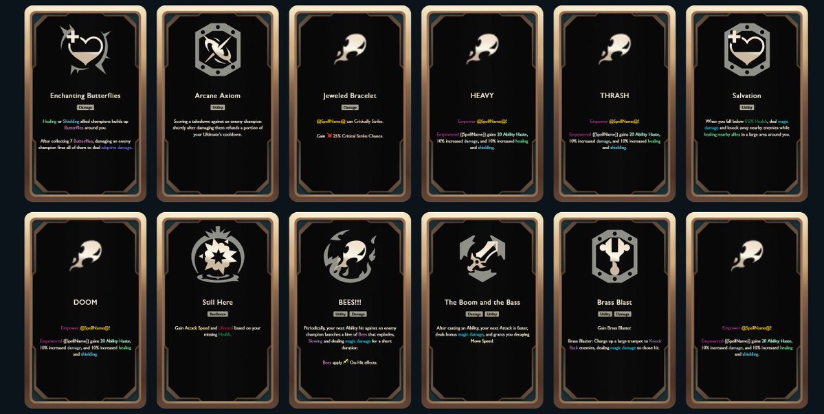 SkinSpotlights's tweet photo. New ARAM Mayhem Augments, tool output might be slightly incomplete here and there. https://t.co/CX8wcF3B38
