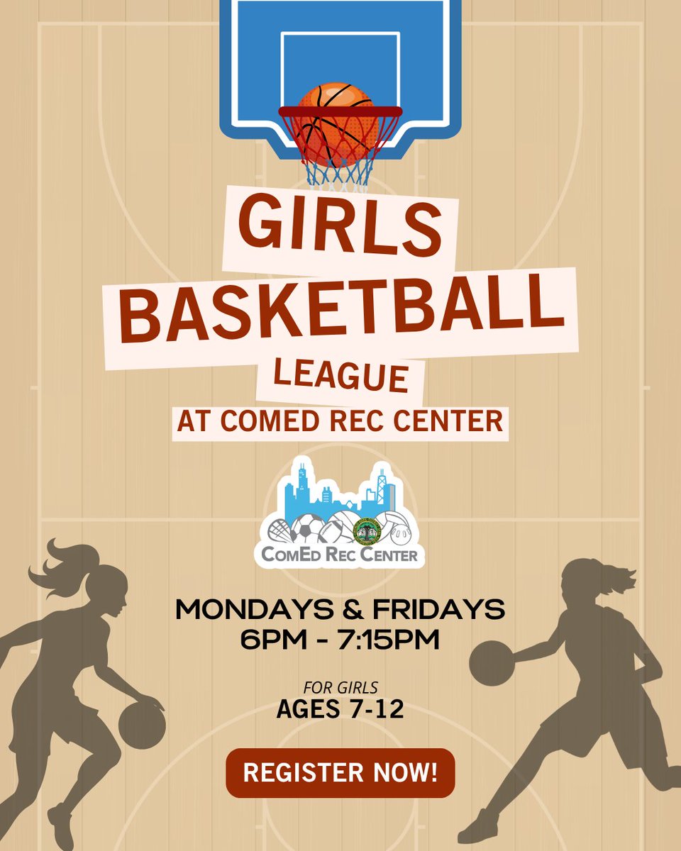 ComEdRecCenter's tweet photo. Join the Girls Basketball League at ComEd Rec Center! 🏀 Calling all female athletes ages 7–12!  Come learn the game, build confidence, and have fun in a supportive, team-first environment. No experience needed; all skill levels welcome.

Register here: https://t.co/2MWiq4xwhI https://t.co/2Iifg5DWCq