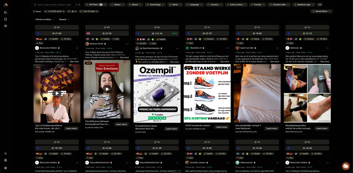 Samuel_Ecom1's tweet photo. Every dropshipper is looking for new products to test on spy tools.

But by the time you find a winner, everyone else is already selling it.

You're too late.

That's why I use a product research tool built for funnel dropshipping:

--> Extremely recent ads, 38,000 new ads every day
--> Filter on Funnelish funnels only

Like & comment "TOOL" and I'll send you the link.