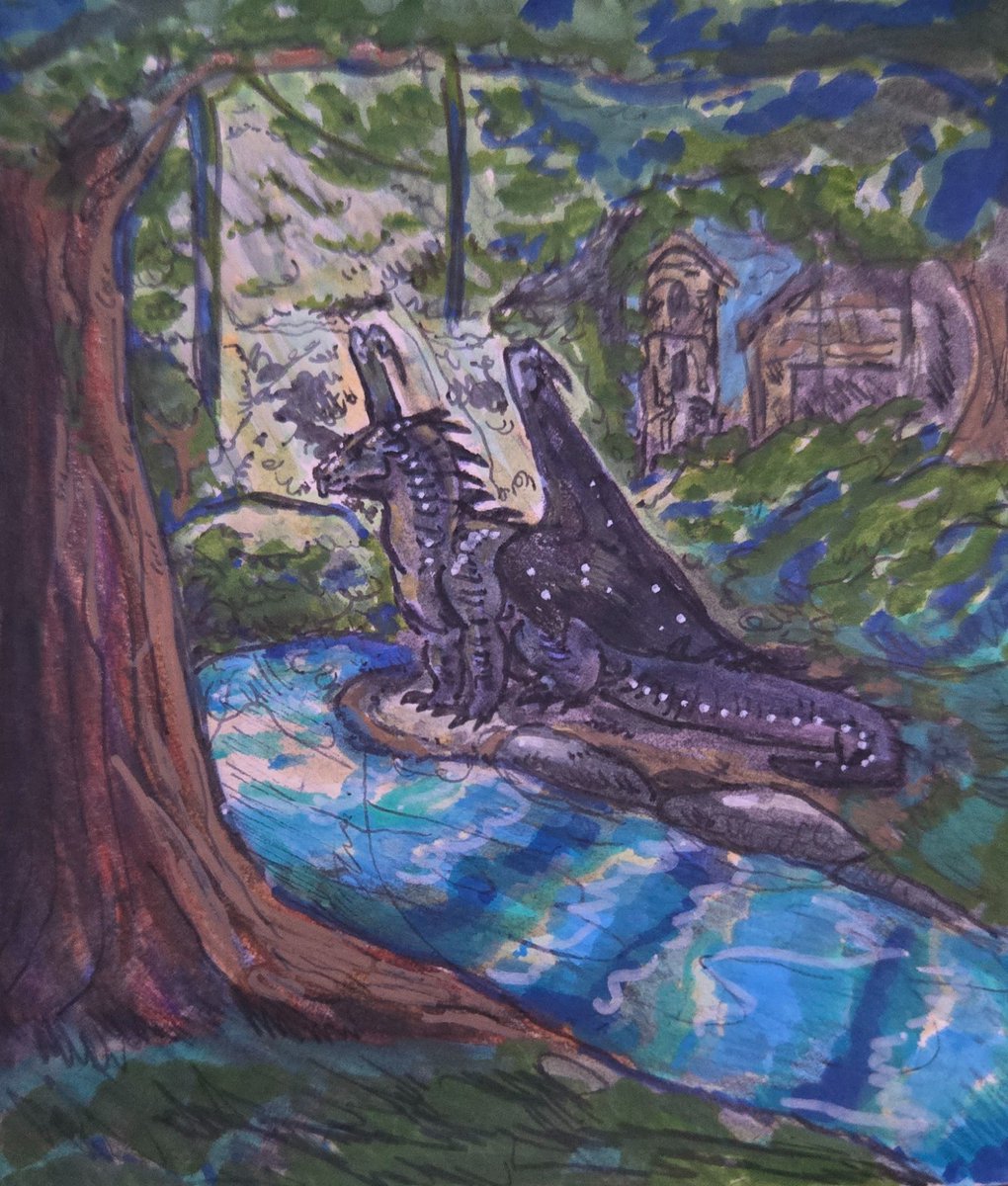 ibeximp's tweet photo. little nightwing practice 

#wingsoffire #wingsoffireart #wof #wofart https://t.co/0vmyavmtPL