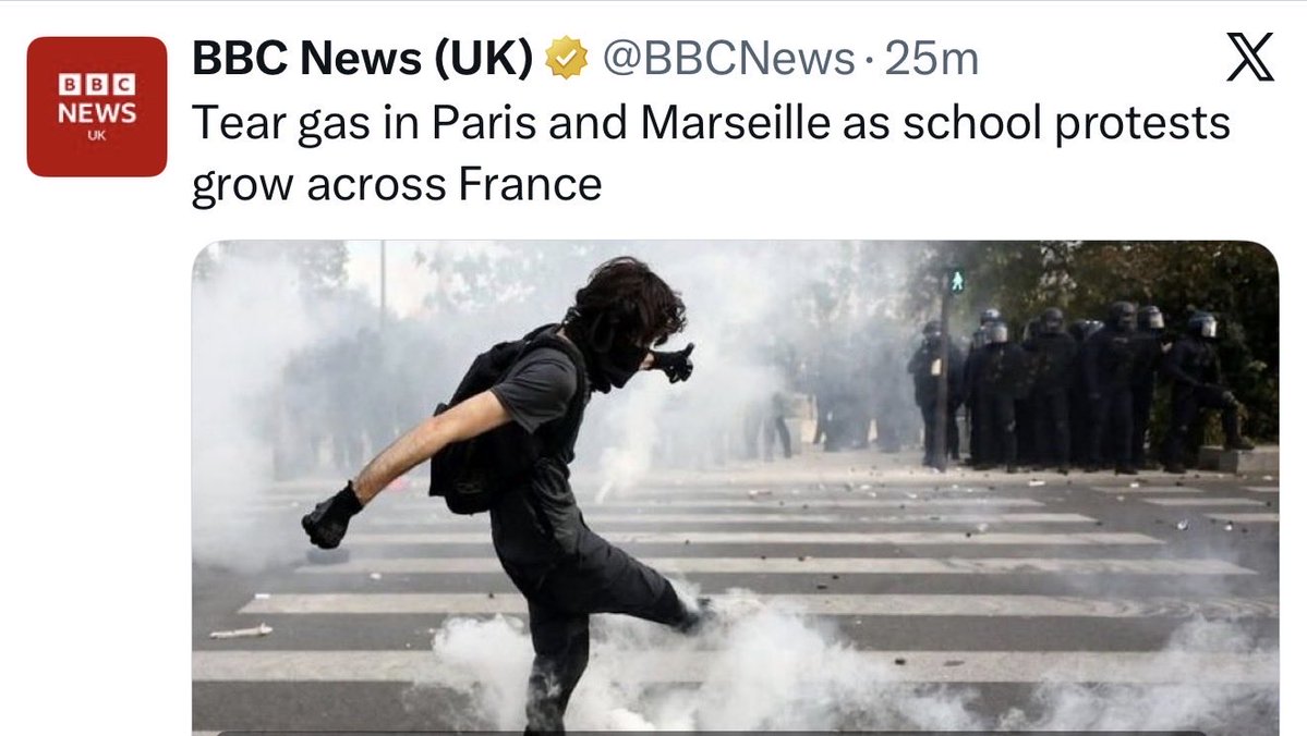 PatrickChristys's tweet photo. The BBC’s framing of the violent, far-left destruction across France waged, largely, by groups of ethnic minorities is quite staggering…even for the BBC. https://t.co/rKf4fxe59N