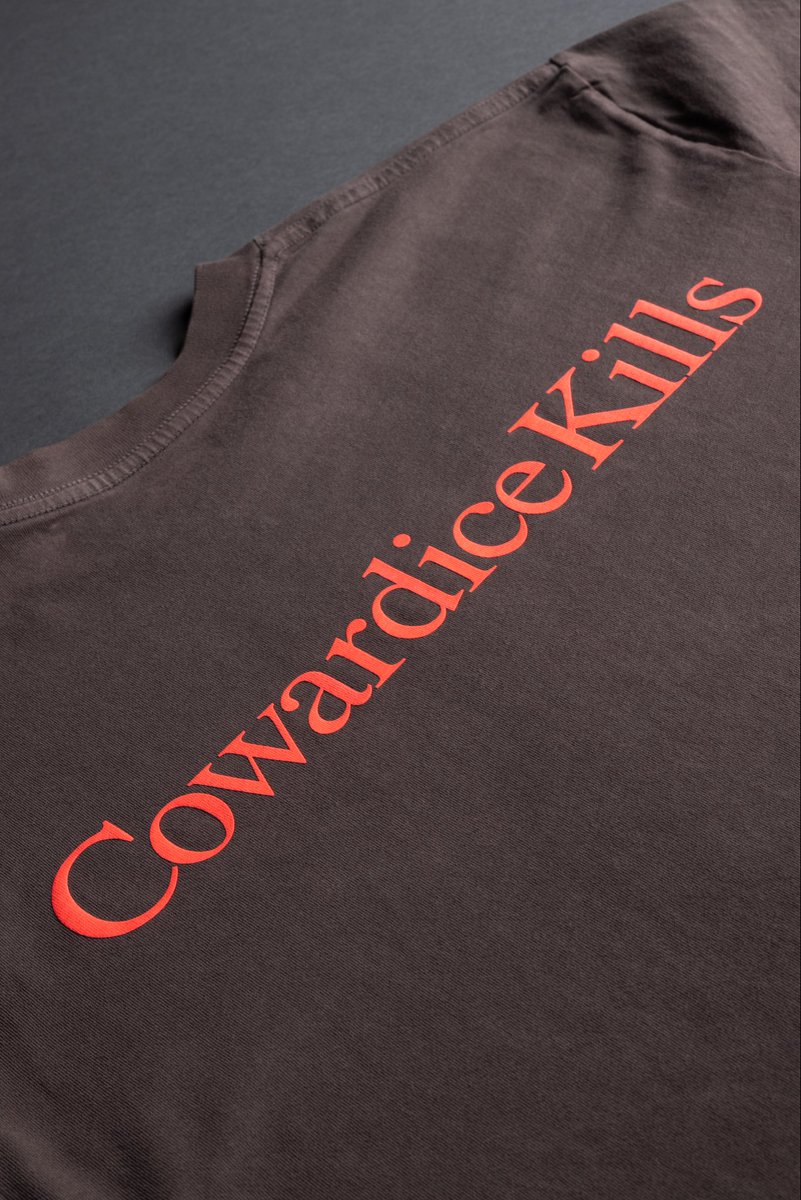 eliano's tweet photo. the next Palantir store drop will be on October 15 at noon est [originally October 8]

we’re releasing the gen 2 cowardice kills shirt, a new performance cap, and the cowardice kills pocket case 😎

after that, it’s Korea pop up and fleece szn https://t.co/h9vHiP4Fsl