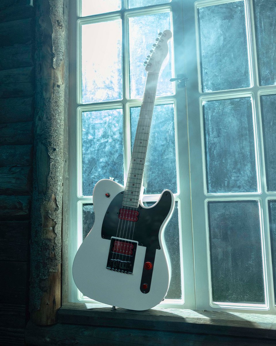 Fender's tweet photo. One legendary player. Two iconic models. Introducing the John 5 Telecaster Collection — both take a fresh, modern approach to the classic Tele look and feel. Both are equipped with DiMarzio D Activator pickups. The Ghost is finished in Arctic White while the Phantom features a striking Black finish and Floyd Rose tremolo. Perfect for everything from hard rock pyrotechnics to country picking. Learn more: https://t.co/mqVqDI7eCx