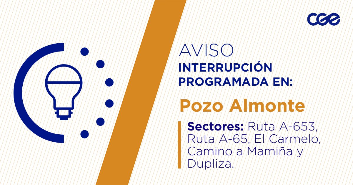 CGE_Clientes's tweet photo. Para mejorar la calidad del suministro de nuestros clientes de #PozoAlmonte, este viernes, entre 09:00 y 15:00 horas, se realizará una #InterrupciónProgramada (sectores en la imagen 👇) debido a trabajos de mejoras. Recuerda desconectar tus artefactos 🔌 https://t.co/i3FOol1xXg