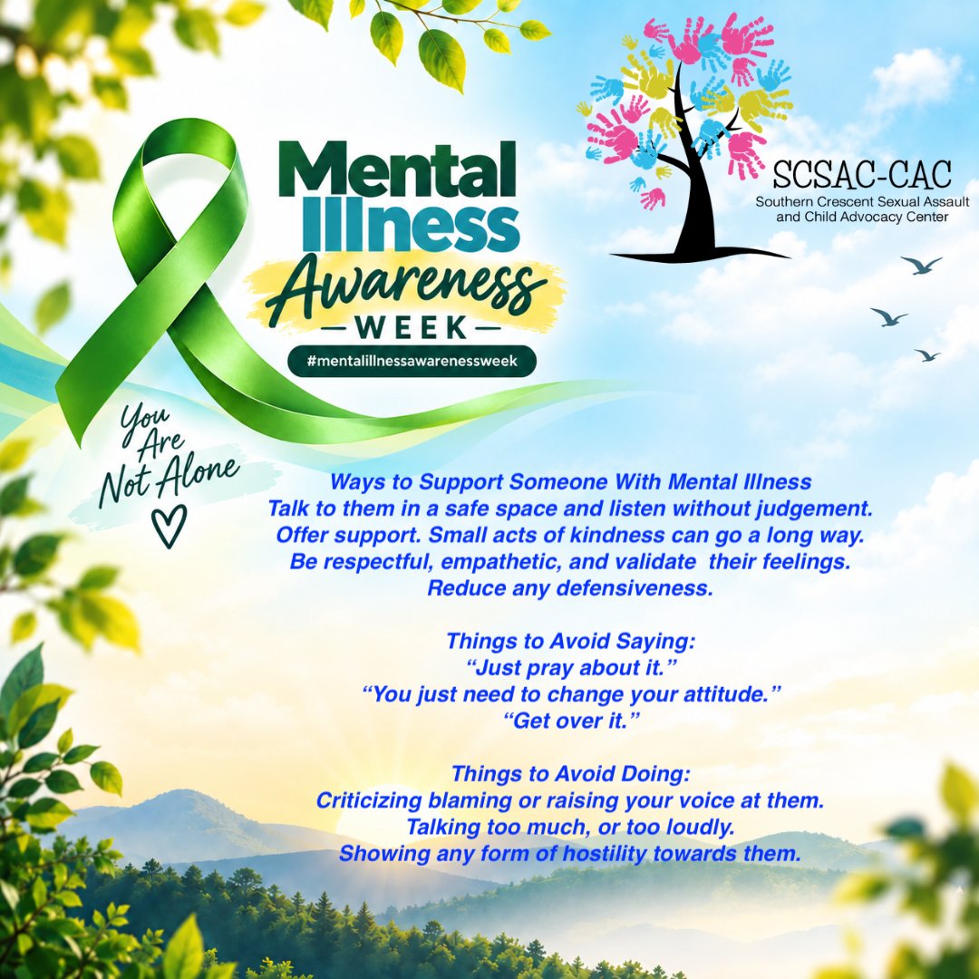 SCSAC's tweet photo. #MentalIllnessAwarenessWeek💚💚💚💚💚
#YouAreNotAlone https://t.co/awDWqoiRur