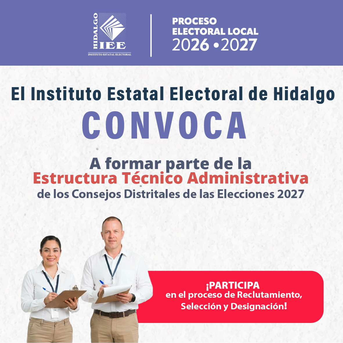 IEEHidalgo's tweet photo. 📌 Desde el IEEH invitamos a formar parte de la Estructura Técnico - Administrativa de los Consejos Distritales Electorales durante el PEL26-27.

Regístrate antes del: 🗓️ 14 de octubre.

A través de: 🌐 https://t.co/FtJbkviCKe https://t.co/Gr9yj5o4cW