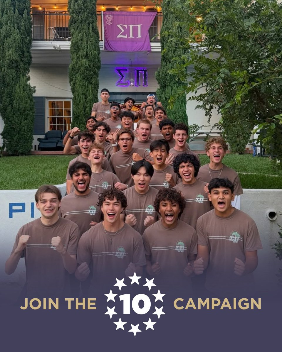 SigmaPi's tweet photo. Sigma Pi brings together men with different backgrounds, experiences, and perspectives through a shared commitment to Brotherhood. This October, we ask to give $10 or more through 10 Stars. Join the 10 Stars Campaign at https://t.co/1jNyElFZh5 https://t.co/xN0cpSE4Kd