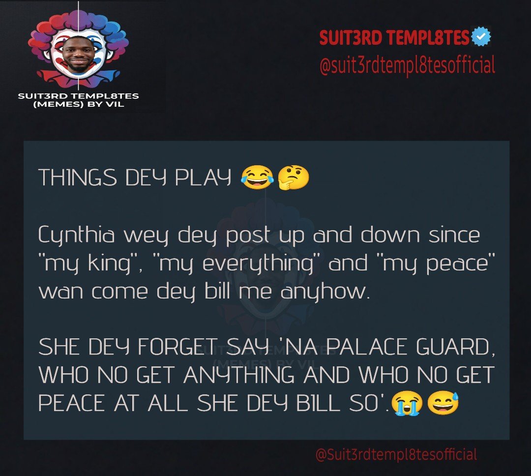 Suit3rdTempl8te's tweet photo. FROM “MY EVERYTHING” TO “PAY EVERYTHING”😅😭

★

#fypシ
#viralpost
#relatable
#memes
#funny
#funnymemes
#nigeriamemes
#suit3rdtempl8tes
#Russia
#RUSNGA
Ikebe 3000 | Argentina
Ondo State | Kenyans
Jannik Sinner | Russia
Diego Lopes | Messi
Poco Lee | Lagosian
Akor Adams | GOAT https://t.co/RCdUPgj4wg