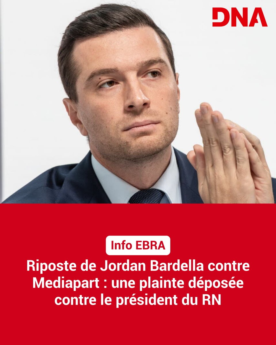 dnatweets's tweet photo. Une plainte va être déposée mercredi contre Jordan Bardella devant le parquet de Paris dans l'affaire des écrits antisémites attribués au président du RN par Mediapart, révèle ce mardi le groupe EBRA, dont fait partie notre journal.
➡️ https://t.co/gLu1I7yyAp https://t.co/aX3ewfYSge