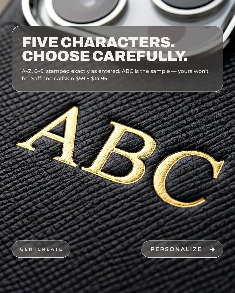 gentcreate's tweet photo. Any letter, any position. Your initials hot-stamped in gold, silver or blind deboss. Stamped to order, so it is theirs before it arrives.

#gentcreate https://t.co/TfY3u16zwL